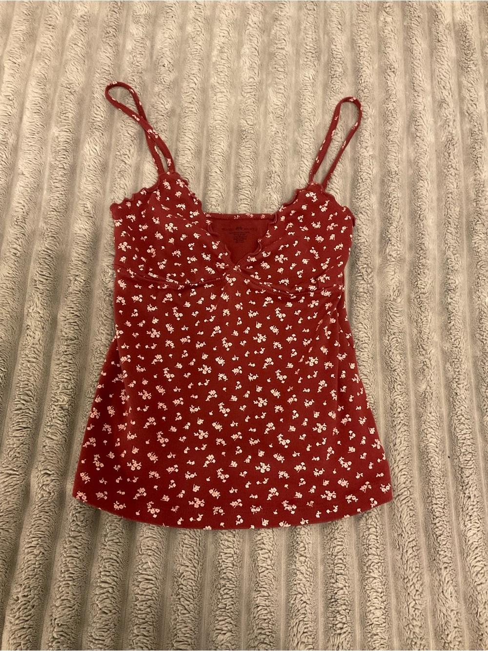 Brandy Melville Red Floral Spaghetti-Strap Tank